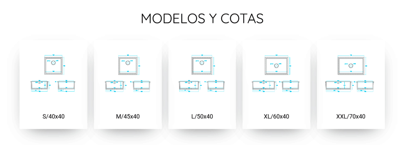 modelos cotas fregaderos Integralia malaga